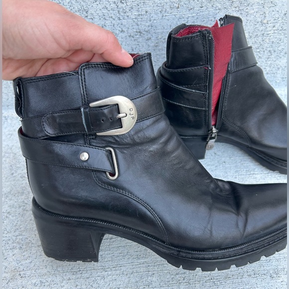 Italian luxury-brand Donald J. Pliner Black moto boots, size 6, 3in block heel - Picture 3 of 13